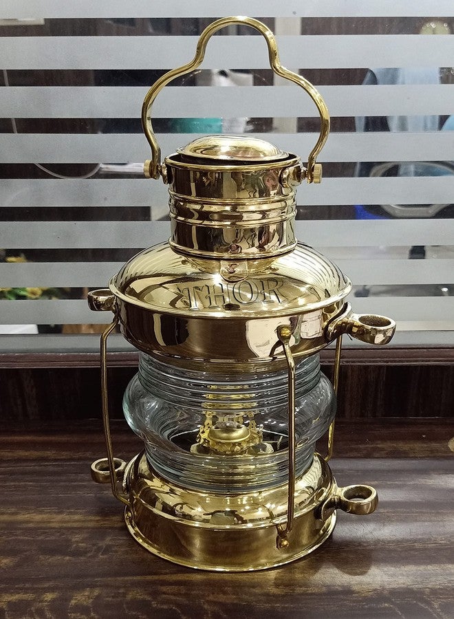THOR INSTRUMENTS Nautical Brass Anchor Oil Lamp Leeds Burton Maritime Ship Lantern 14" Rustic Vintage Home Decor Gifts - Image 3